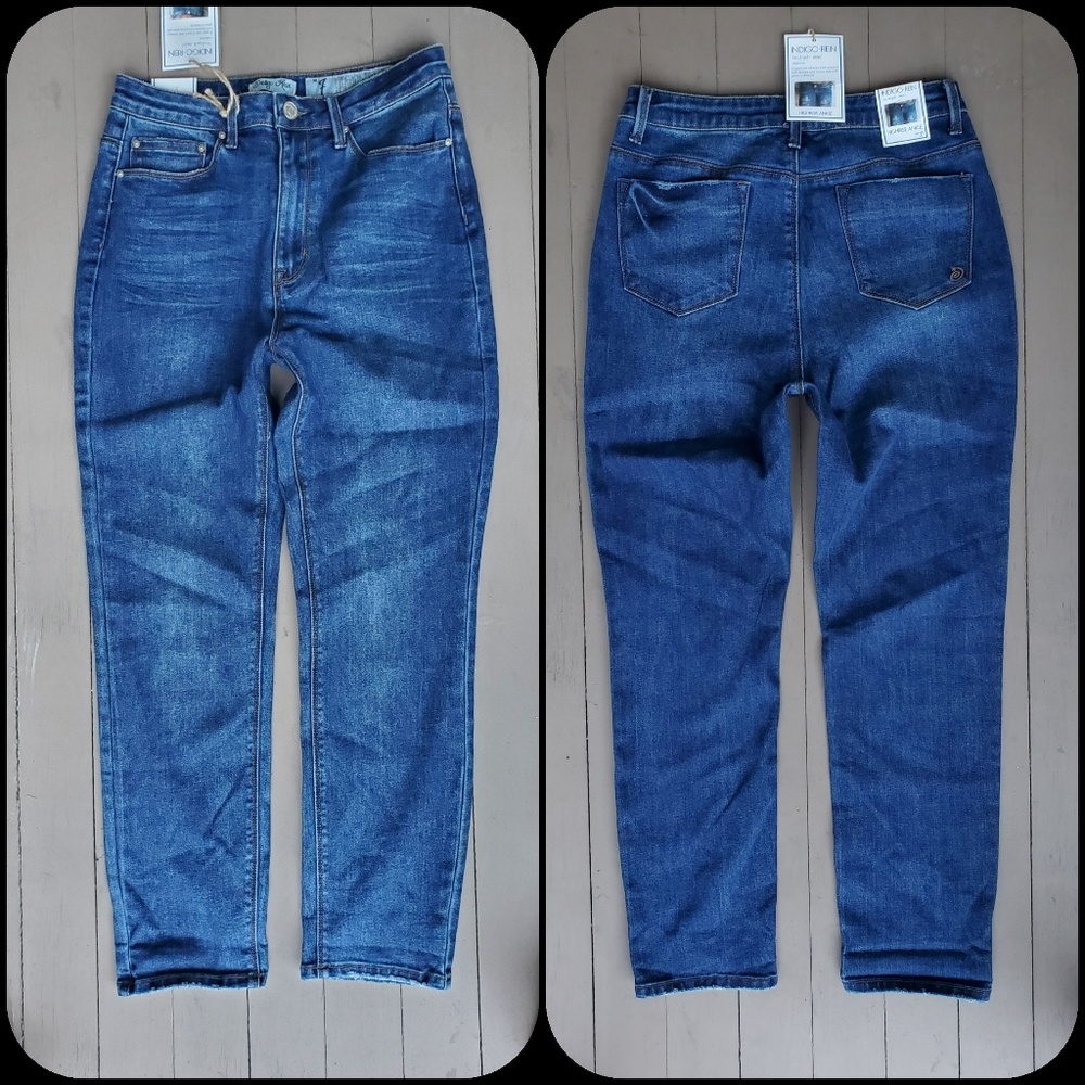 Indigo Rein high waisted Rise Ankle skinny blue denim jeans Nwt **SAMPLE** sz 7